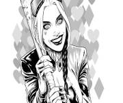 Coloriage Sketch Harley Quinn d&eacute;taill&eacute;