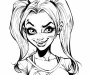 Coloriage Visage de Harley Quinn souriant