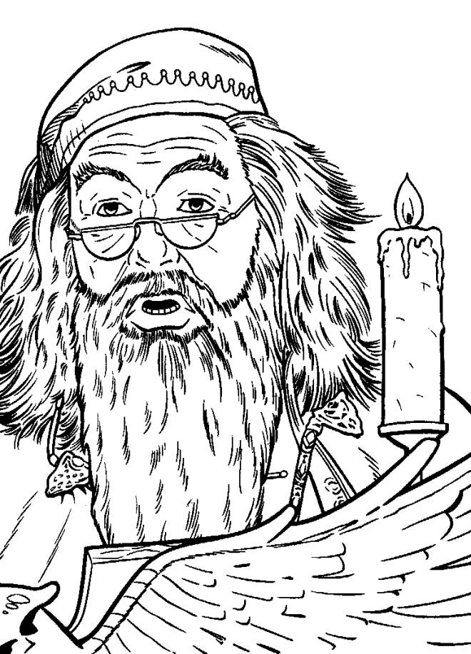 Coloriage et dessins gratuits Albus Dumbledore surpris à imprimer