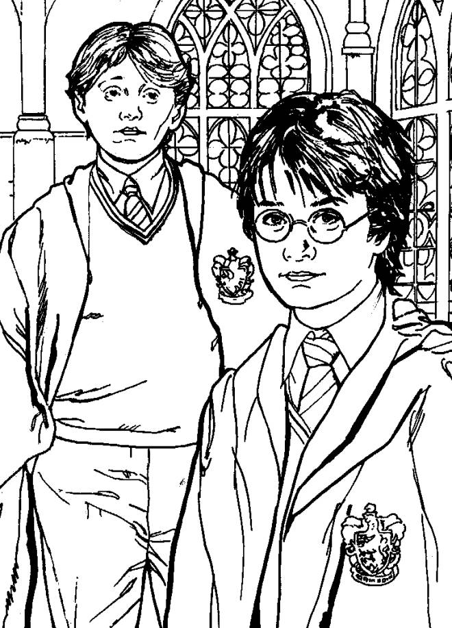 Coloriage et dessins gratuits Harry potter et Ron  à imprimer