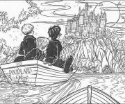 Coloriage harry potter et ses amis vers Poudlard