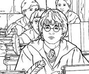 Coloriage et dessins gratuit Harry Potter, Ron et Hermione en classe à imprimer
