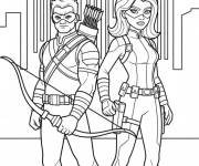 Coloriage Black Widow et Hawkeye de dessin anim&eacute;