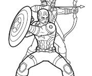 Coloriage Captain America et Hawkeye en action