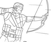 Coloriage Hawkeye attaque les m&eacute;chants dans la ville