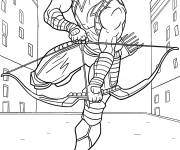 Coloriage Hawkeye avec arc et fl&egrave;che