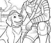 Coloriage Hawkeye avec le chien