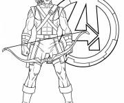 Coloriage Hawkeye avec le logo d'Avengers