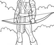 Coloriage Hawkeye avec son tenu et arme