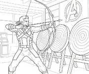 Coloriage Hawkeye dans la salle d'entrainement