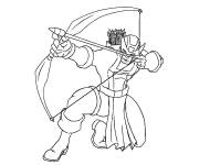 Coloriage Hawkeye en action &agrave; genou