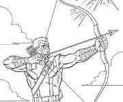 Coloriage Hawkeye en attaquant