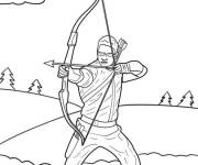 Coloriage Hawkeye en attaquant dans la neige