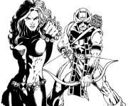 Coloriage Hawkeye et Black Widow pour adulte