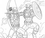 Coloriage Hawkeye et captain America