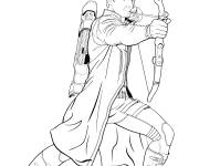 Coloriage Hawkeye et son arc recourb&eacute;