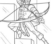 Coloriage Hawkeye lance le fl&egrave;che en flamme