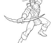 Coloriage Hawkeye lance le fl&egrave;che en souriant