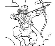 Coloriage Hawkeye parmi les nuages