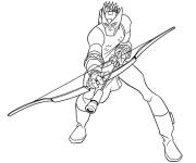 Coloriage Hawkeye pret &agrave; attaquer