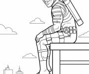 Coloriage Hawkeye se repose sur le toit