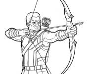 Coloriage Hawkeye tenant son arme c&eacute;l&egrave;bre
