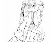 Coloriage Imagier de Hawkeye en action