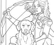 Coloriage Kate Bishop avec le chien Lucky