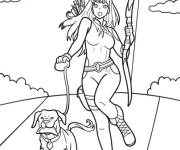 Coloriage Kate Bishop avec son chien