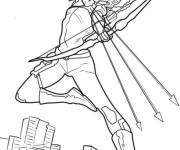 Coloriage Kate Bishop saute en attaquant