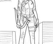 Coloriage Kate Bishop sur le toit