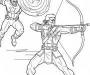 Coloriage L'attaque de Captain America et Hawkeye