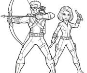 Coloriage Veuve noire et Hawkeye