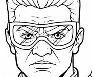 Coloriage Visage de Hawkeye avec les expressions de colere