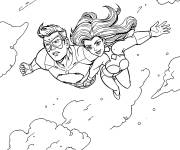Coloriage Atom Eve et Invincible dans le ciel