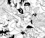 Coloriage Atom Eve et Invincible en action dans la foret