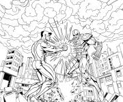 Coloriage Bataille de Invincible contre les m&eacute;chants