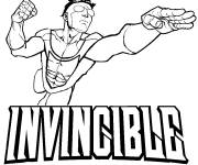 Coloriage Invincible au vol avec logo