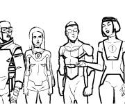 Coloriage Invincible avec son &eacute;quipe