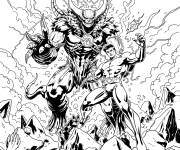 Coloriage Invincible contre le monstre