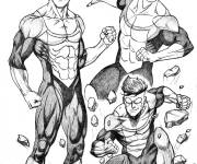 Coloriage Invincible en diff&eacute;rentes positions