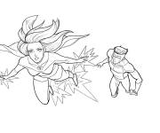 Coloriage Invincible et Atom Eve volant ensemble