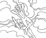 Coloriage Invincible se relaxe sur les nuages