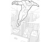 Coloriage Invincible survol la ville