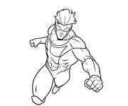Coloriage L'attaque de poing de Invincible Mark Grayson
