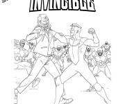 Coloriage Les aliens support l'Invincible en plein combat
