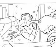 Coloriage Mark Grayson contre le dinosaure