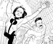 Coloriage Omni Man en mission dans la ville