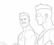 Coloriage et dessins gratuit Omni-Man et Invincible en mission à imprimer
