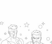 Coloriage Omni-man et l'Invincible parmi les &eacute;toiles